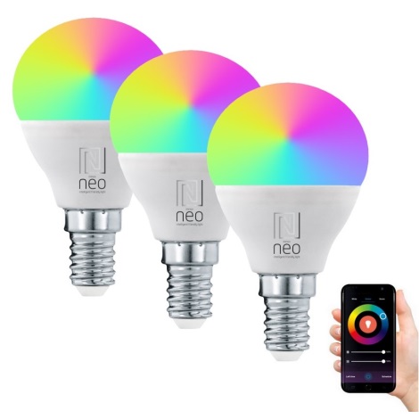 Immax NEO 07745C - 3x LED-pære dæmpbar RGB-farver E14/6W/230V 2700-6500K Wi-Fi Tuya