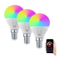 Immax NEO 07745C - SÆT 3x LED RGB+CCT Lyspære dæmpbar E14/6W/230V 2700-6500K Wi-Fi Tuya