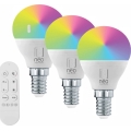 Immax NEO 07745CDO - Sæt 3x LED RGB+CCT dæmpbar pære E14/6W/230V Tuya Wi-Fi + fjernbetjening