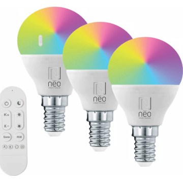 Immax NEO 07745CDO - Sæt med 3x dæmpbar LED-pære RGB+CCT E14/6W/230V Wi‑Fi + fjernbetjening