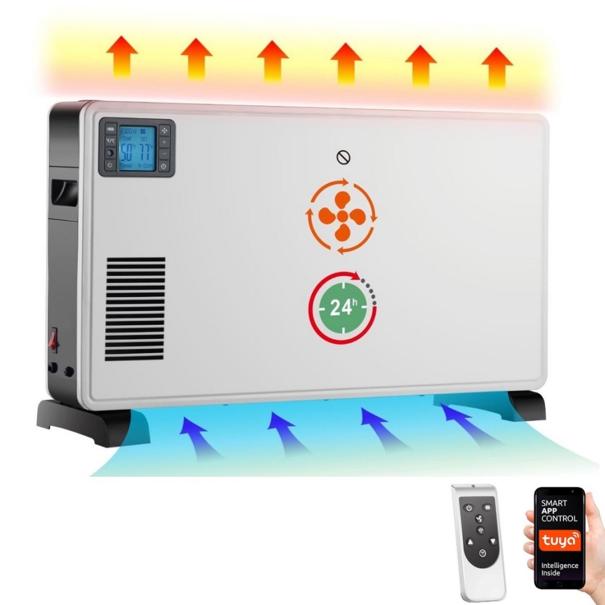 Immax NEO 07760L - Konvektionsradiator 1000/1300/2300W LCD/timer/TURBO/termostat Wi-Fi Tuya + Fjernbetjening