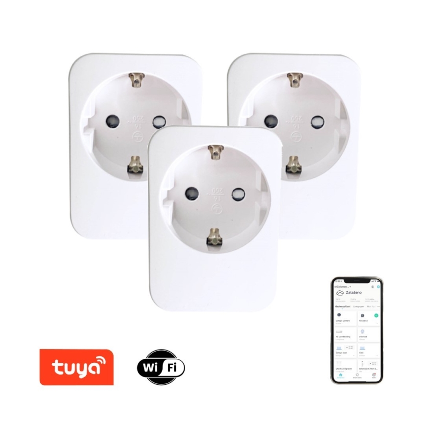 Immax NEO 07761C - SÆT med 3x Smart Stik NEO LITE 3680W/230V/16A Wi-Fi Tuya SCHUKO