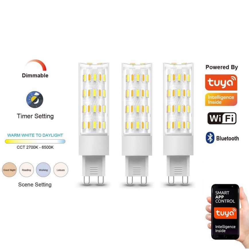 Immax NEO 07763C - 3x LED-pære dæmpbar NEO LITE G9/4W/230V 2700-6500K Wi-Fi Tuya