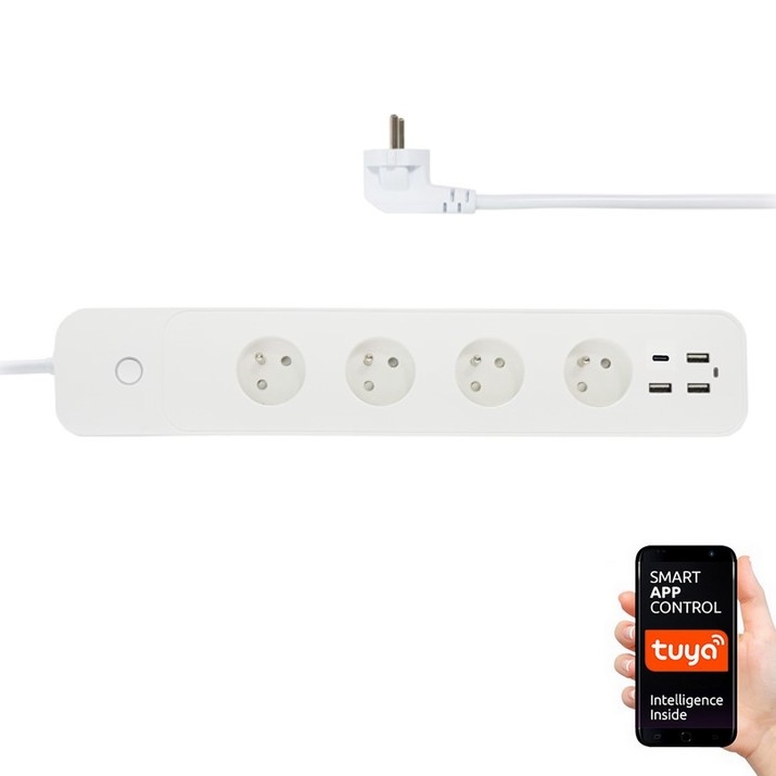 Immax NEO 07771L- Forlængerledning NEO LITE Smart 4AC+3xUSB+1xUSB C Wi-Fi Tuya