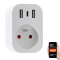 Immax NEO 07772L - Smart stikdåse 16A/230V + 2xUSB+1xUSB C Wi-Fi Tuya