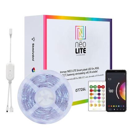 Immax NEO 07775L - LED RGB+CCT Lysbånd dæmpbart NEO LITE LED/48W/230V 10 m IP65 MUSIC Wi-Fi Tuya + fjernbetjening