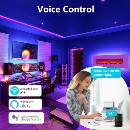 Immax NEO 07776L - LED gulvlampe dæmpbar RGB-farver AMBIENTE LED/12W/230V Wi-Fi Tuya + fjernbetjening