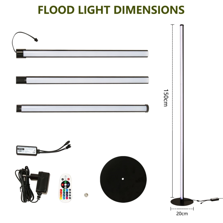 Immax NEO 07776L - LED gulvlampe dæmpbar RGB-farver AMBIENTE LED/12W/230V Wi-Fi Tuya + fjernbetjening
