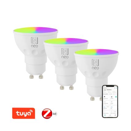 Immax NEO 07777C - SÆT med 3 stk. LED RGB+CCT Dæmpbar pære GU10/4,8W/230V Tuya