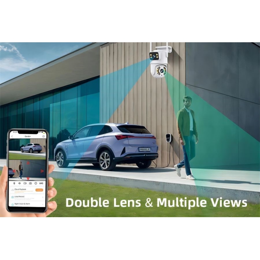 Immax NEO 07783L - Smart udendørskamera med sensor DOUBLE 355° P/T 2x2MP IP65 Wi-Fi Tuya