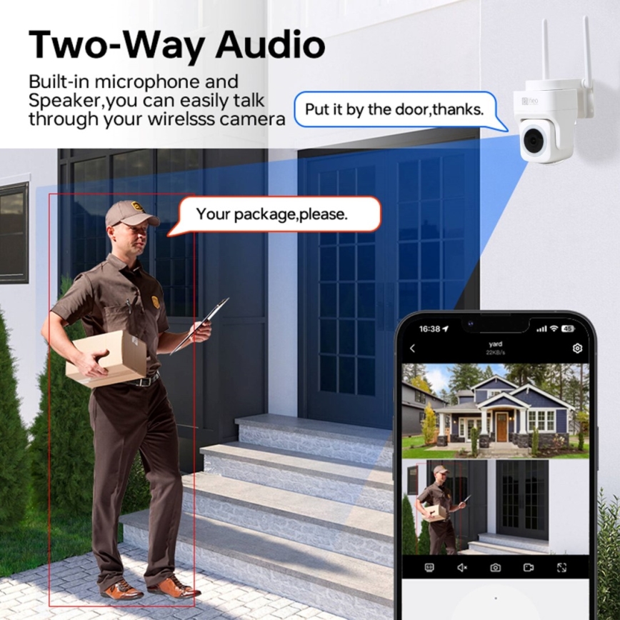 Immax NEO 07793L - Smart udendørskamera med sensor CUBE 4MP 5V IP65 Wi-Fi Tuya