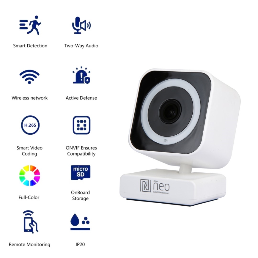Immax NEO 07796L-Smart indendørs kamera med sensor LITTLE CUBE 3MP 5V Wi-Fi Tuya