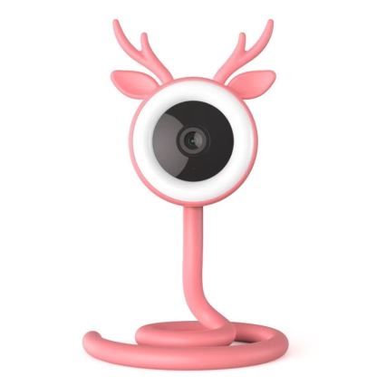 Immax NEO 07798L - Smart babyalarm genopladelig 5V Wi-Fi Tuya lyserød