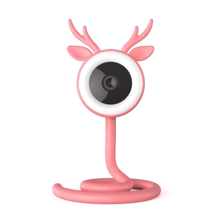 Immax NEO 07798L - Smart babyalarm genopladelig 5V Wi-Fi Tuya lyserød