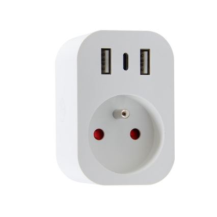 Immax NEO 07799L - Smart stikdåseadapter 16A/230V + 2xUSB+1xUSB C Wi-Fi Tuya