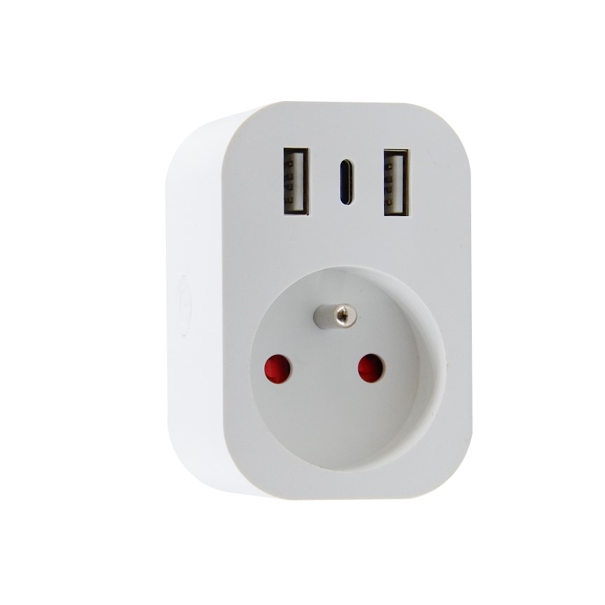 Immax NEO 07799L - Smart stikdåseadapter 16A/230V + 2xUSB+1xUSB C Wi-Fi Tuya