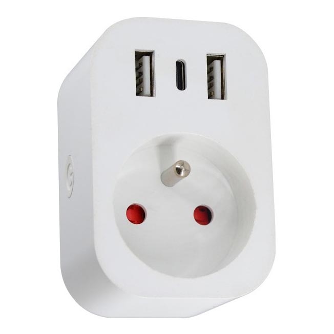 Immax NEO 07799L - Smart stikdåseadapter 16A/230V + 2xUSB+1xUSB C Wi-Fi Tuya