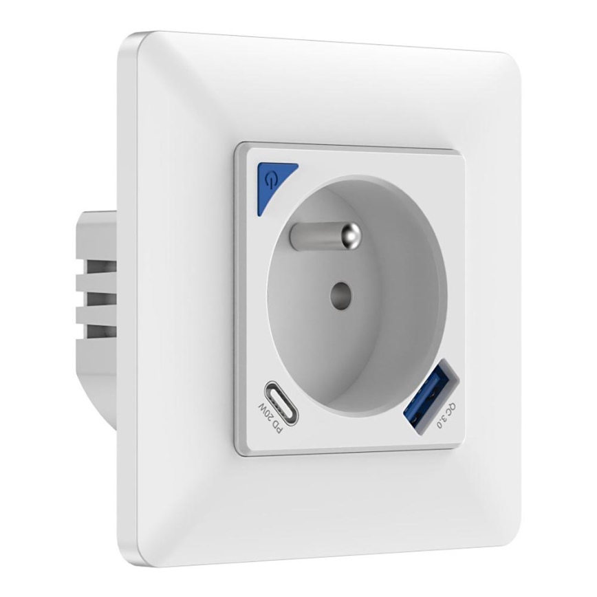Immax NEO 07800L - Smart-stik 16A/230V + 1xUSB-A+1xUSB C Wi-Fi Tuya