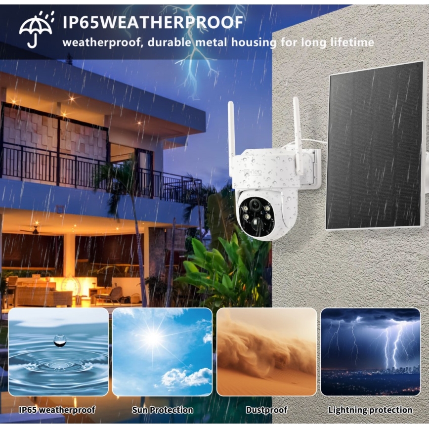 Immax NEO 07804L - Soldrevet kamera m. sensor 9000mAh Wi-Fi Tuya IP65