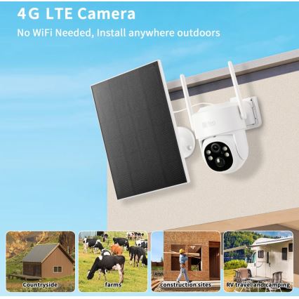 Immax NEO 07804L - Soldrevet kamera m. sensor 9000mAh Wi-Fi Tuya IP65