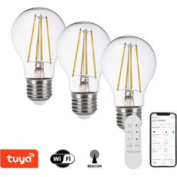 Immax NEO 07806CDO - Sæt med 3 stk. dæmpbare LED CCT-pærer E27/7,3W/230V Tuya Wi-Fi + fjernbetjening