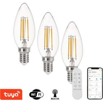 Immax NEO 07807CDO - Sæt med 3 dæmpbare CCT-LED-pærer E14/4W/230V Tuya Wi-Fi + fjernbetjening