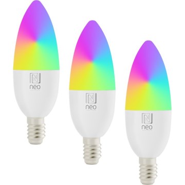 Immax NEO 07808C - Sæt med 3x LED RGB+CCT dæmpbare pærer E14/4,8W/230V Wi-Fi Tuya