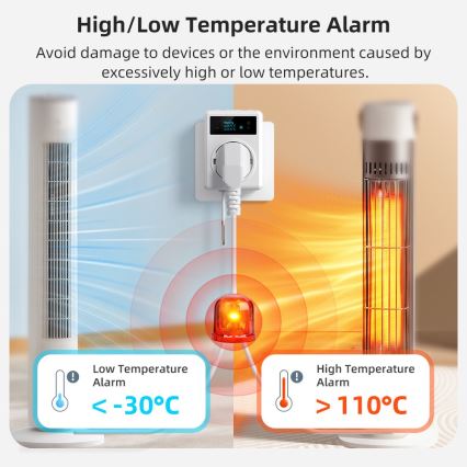 Immax NEO 07811L - Smart stikdåse med termometer F 3680W Tuya Wi-Fi
