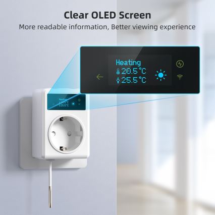 Immax NEO 07811L - Smart stikdåse med termometer F 3680W Tuya Wi-Fi
