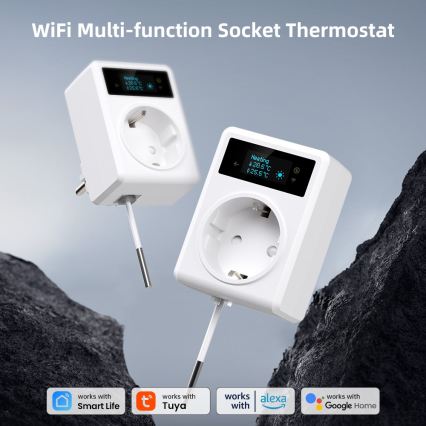 Immax NEO 07811L - Smart stikdåse med termometer F 3680W Tuya Wi-Fi