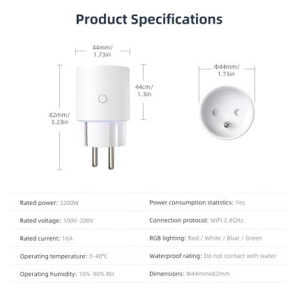 Immax NEO 07812L - Smart stikdåse E 3500W Wi-Fi