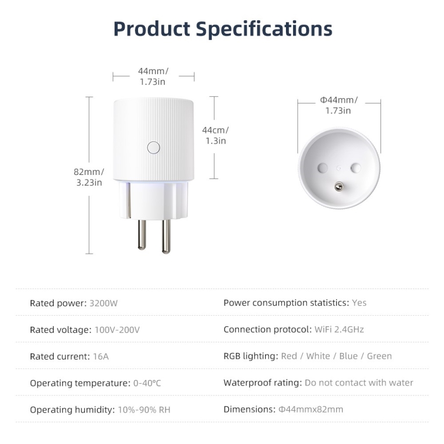 Immax NEO 07812L - Smart stikdåse E 3500W Wi-Fi