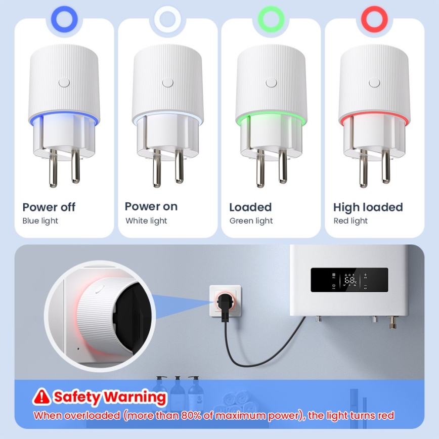 Immax NEO 07813L - Smart stikdåse Type F 3500W Wi-Fi