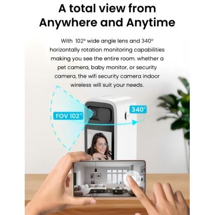 Immax NEO 07814L - Smart indendørs kamera med 4 MP-sensor, 5 V strømforsyning og Wi-Fi