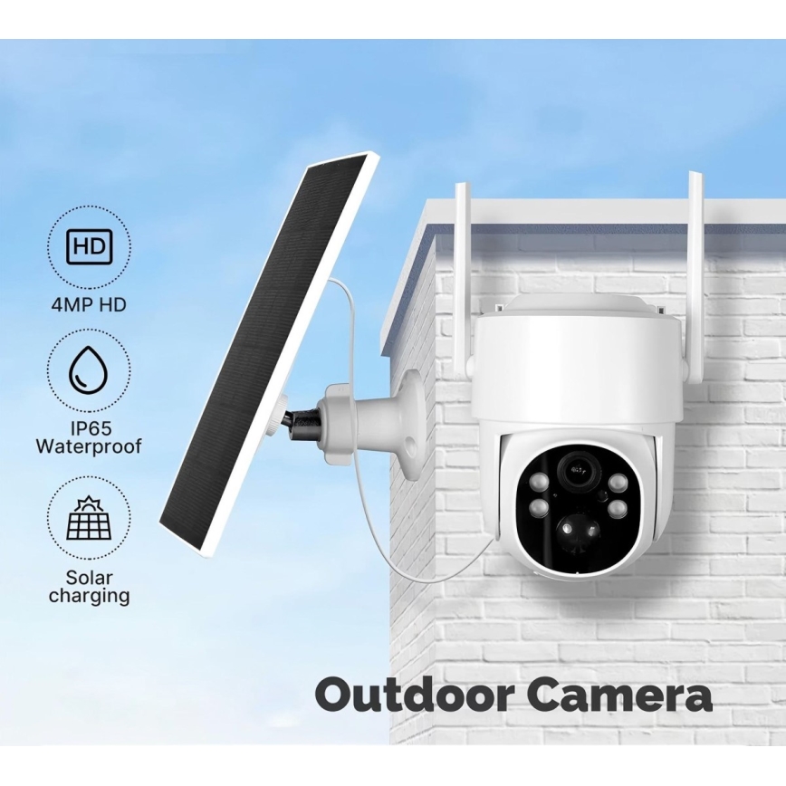 Immax NEO 07820L - Smart udendørs solcellekamera med sensor, 6000 mAh batteri, IP65