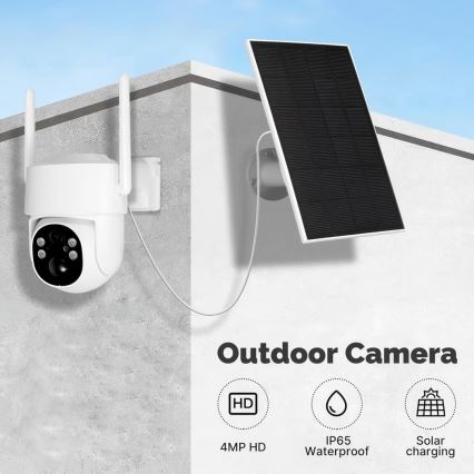 Immax NEO 07820L - Smart udendørs solcellekamera med sensor, 6000 mAh batteri, IP65