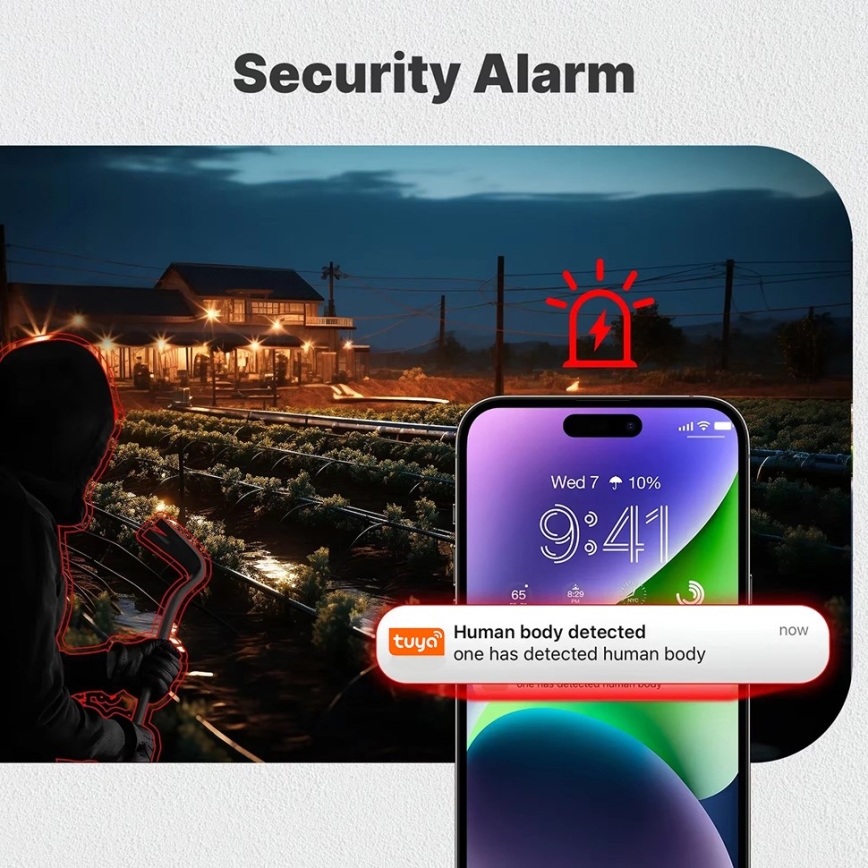 Immax NEO 07820L - Smart udendørs solcellekamera med sensor, 6000 mAh batteri, IP65