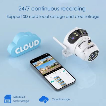 Immax NEO 07823L - Smart udendørskamera med tre 2MP-sensorer, 5 V strøm og Wi-Fi