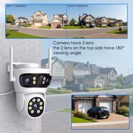 Immax NEO 07823L - Smart udendørskamera med tre 2MP-sensorer, 5 V strøm og Wi-Fi