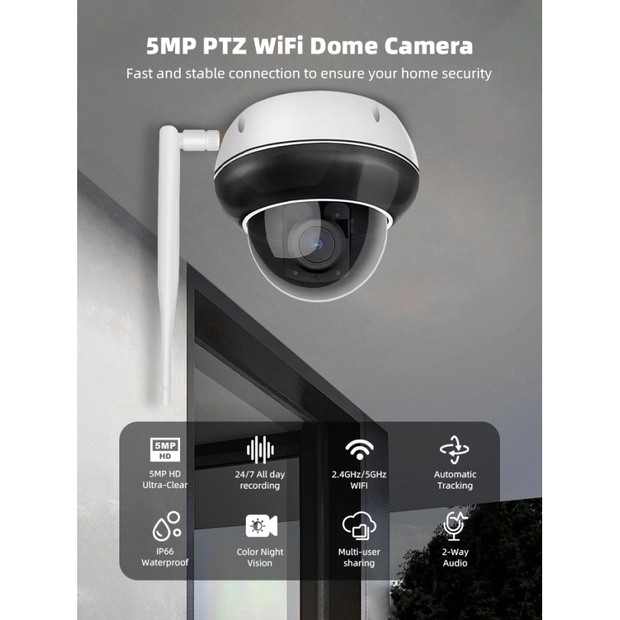 Immax NEO 07825L - Smart udendørs kamera med DOME-sensor 5MP 230V IP66 TUYA Wi-Fi