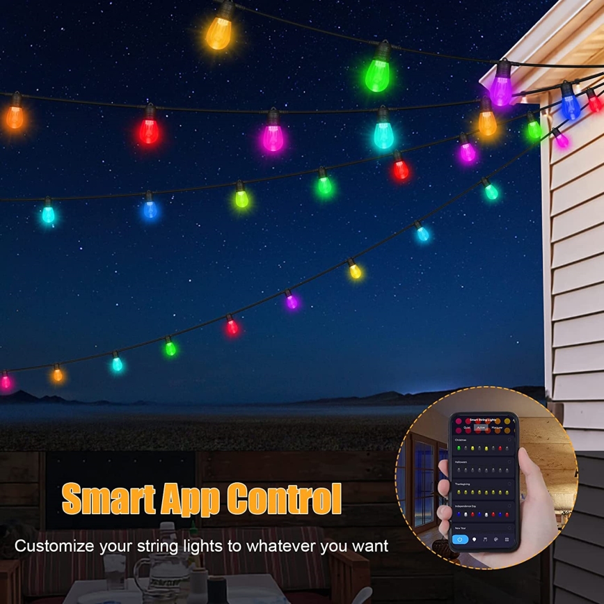 Udendørs LED strip dæmpbar RGB+CCT GUIRLANDE 15xLED/1W/230V 15 m Wi-Fi Tuya IP65 + fjernbetjening