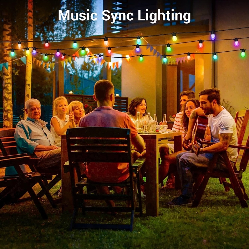 Udendørs LED strip dæmpbar RGB+CCT GUIRLANDE 15xLED/1W/230V 15 m Wi-Fi Tuya IP65 + fjernbetjening