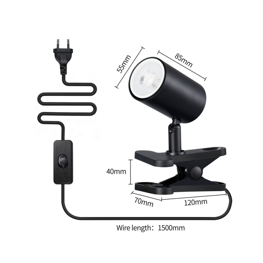 Immax NEO 08291L - lampe med klemme PUNTO 1xGU10/9W/230V sort