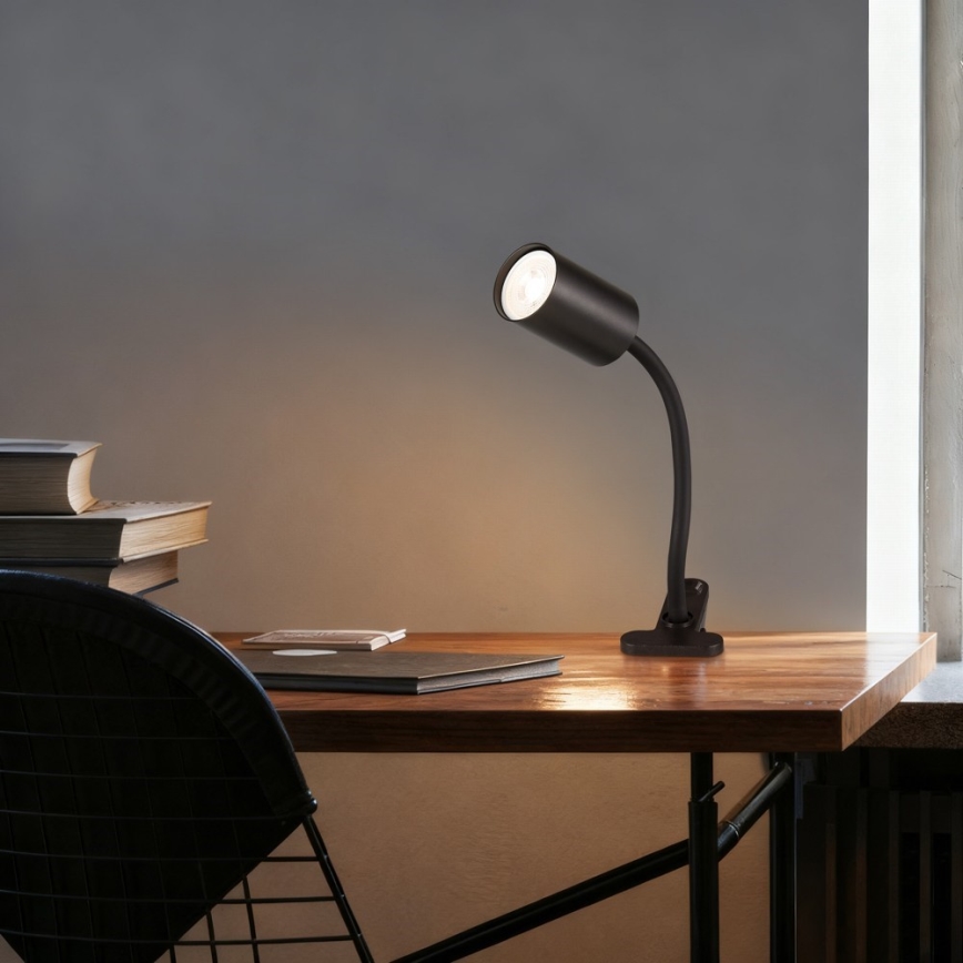 Immax NEO 08293L - Fleksibel lampe med klemme PUNTO 1xGU10/9W/230V sort