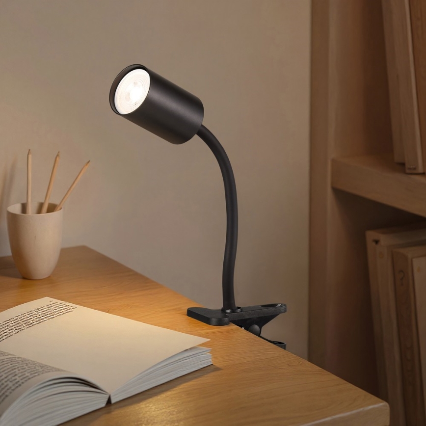 Immax NEO 08293L - Fleksibel lampe med klemme PUNTO 1xGU10/9W/230V sort