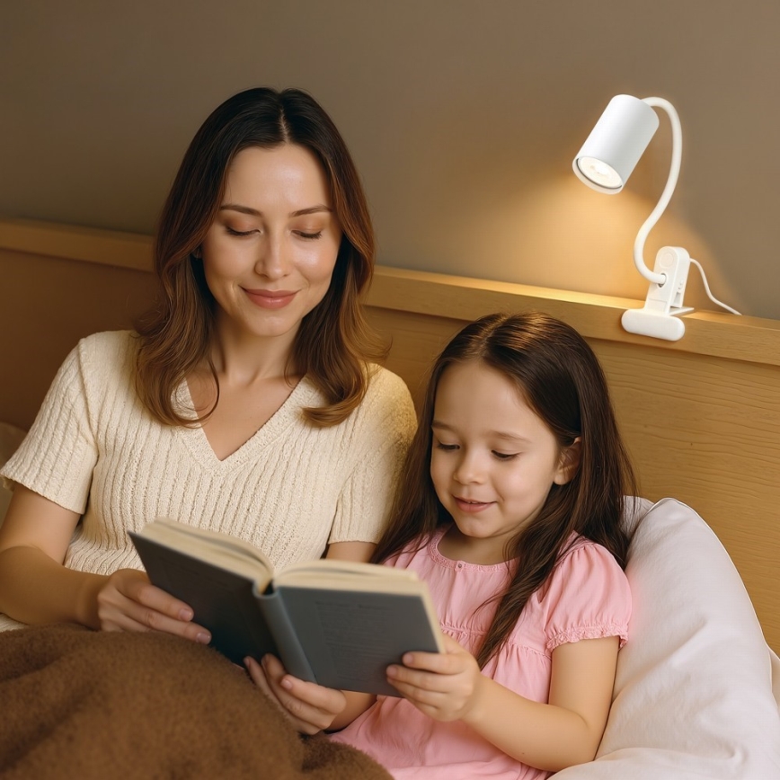 Immax NEO 08294L - Fleksibel lampe med klemme PUNTO 1xGU10/9W/230V hvid