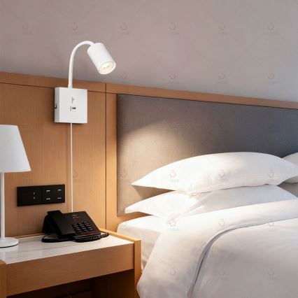 Immax NEO 08296L - Væglampe med USB PUNTO 1xGU10/9W/230V hvid