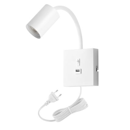 Immax NEO 08296L - Væglampe med USB PUNTO 1xGU10/9W/230V hvid