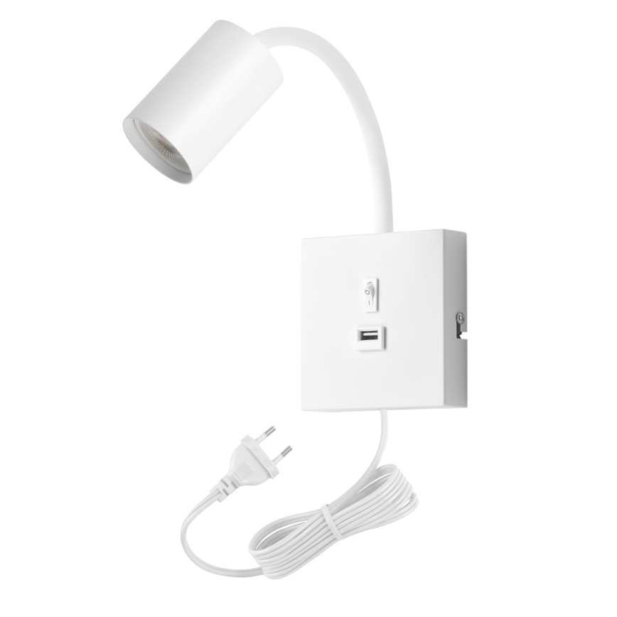 Immax NEO 08296L - Væglampe med USB PUNTO 1xGU10/9W/230V hvid
