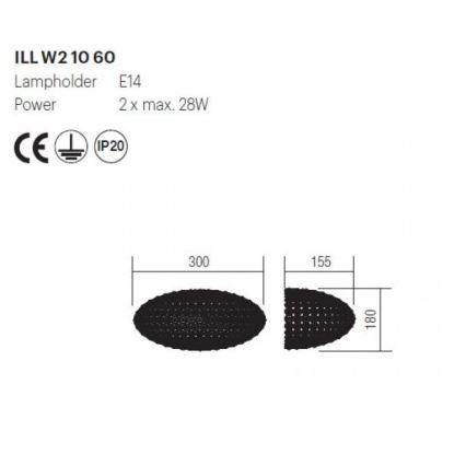 Incanti ILL W2 10 60 - Væglampe LILAS 2xE14/28W/230V